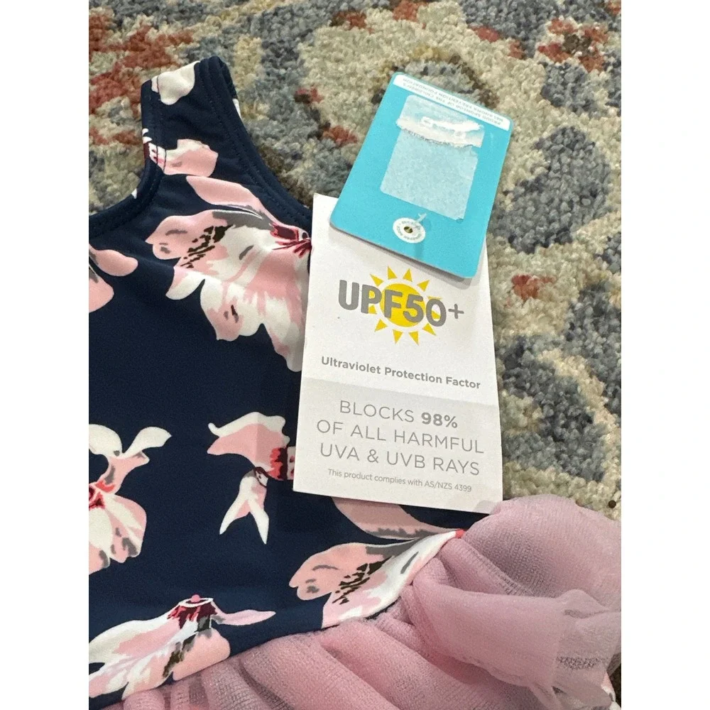 Snapper Rock Swimsuit Girls 3-6‎ Months Navy Pink Floral Tutu NWT